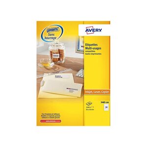 Boîte de 2400 étiquettes blanches multi usages 50 x 50 mm 3485-100 avery