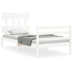 vidaXL Cadre de lit avec tête de lit blanc simple bois massif