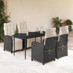 vidaXL Ensemble à manger de jardin coussins 5Pièces Noir Résine tressée