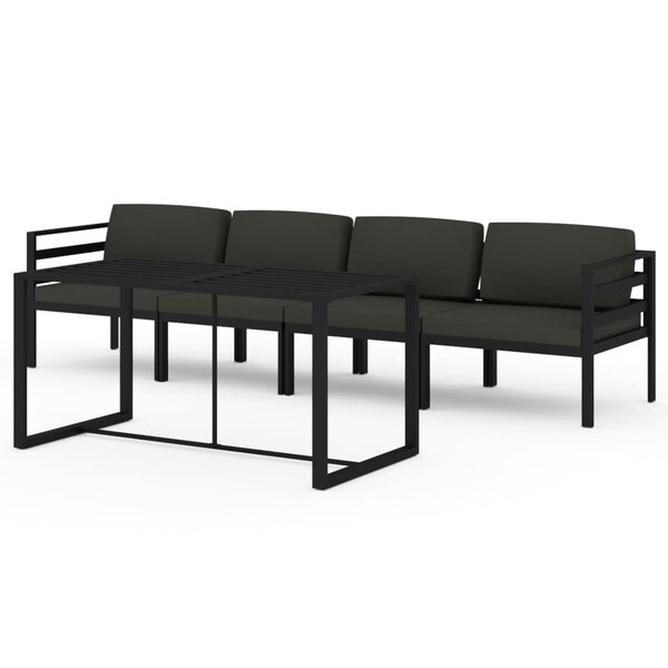 vidaXL Salon de jardin 5 Pièces avec coussins Aluminium Anthracite
