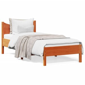 vidaXL Cadre de lit sans matelas cire marron 90x200 cm bois pin massif