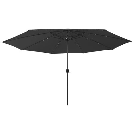 vidaXL Parasol d'extérieur avec LED et mât en métal 400 cm Noir