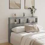 vidaXL Armoire tête de lit avec LED gris béton 140x17x102 cm