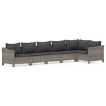 vidaXL Salon de jardin 6 Pièces avec coussins Gris Résine tressée
