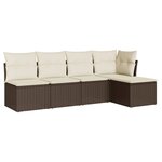 vidaXL Salon de jardin avec coussins 5 Pièces marron résine tressée