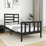 vidaXL Cadre de lit Noir Bois massif 75x190 cm Petit simple