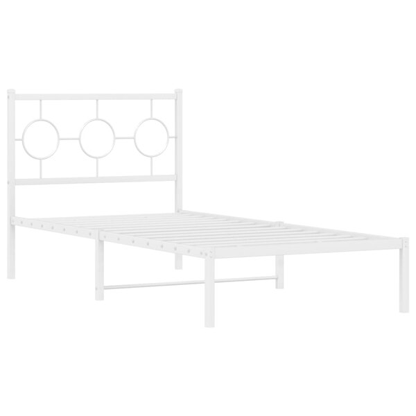 vidaXL Cadre de lit métal avec tête de lit blanc 90x200 cm