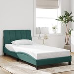 vidaXL Cadre de lit avec lumières LED vert foncé 100x200 cm velours