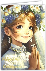 Carte Félicitations pour ta COMMUNION en Or Doré avec Enveloppe 12x17 5cm