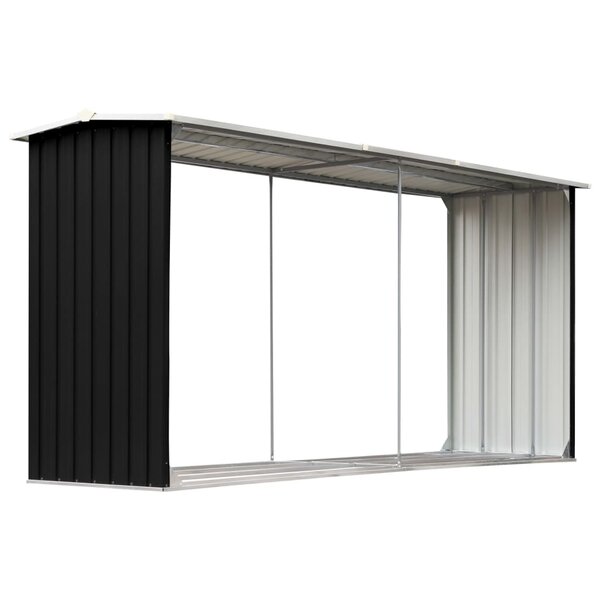 vidaXL Abri de stockage à bois Acier galvanisé 330x92x153cm Anthracite