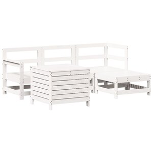 vidaXL Salon de jardin 5 Pièces blanc bois massif de pin