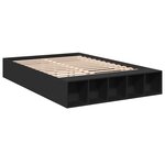 vidaXL Cadre de lit noir 135x190 cm bois d'ingénierie