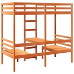 vidaXL Lit mezzanine avec bureau et chaises brun cire 90x200 cm pin