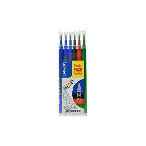 PILOT Set de 6 Recharges FRIXION BALL BLS-FR7 (3 Bleu + 1 Noir + 1 Rouge + 1 Vert)