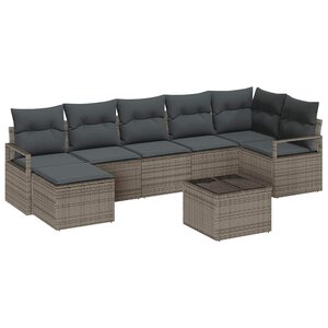 vidaXL Ensemble de Canapés avec coussin 8 Pièces Gris polyrotin