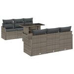 Ensemble de canapé de jardin de 7 pièces avec coussins gris en poly rotin