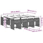 vidaXL Ensemble à manger de jardin 9Pièces coussins noir résine tressée