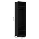 vidaXL Garde-robe Noir 50x50x200 cm Bois d'ingénierie
