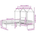 vidaXL Ensemble de lit et de banc avec toit 90x190 cm bois massif pin