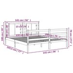 vidaXL Cadre de lit Blanc Bois de pin massif 135x190 cm Double