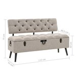 vidaXL Banc de rangement avec dossier 110 cm Crème Tissu