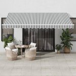 vidaXL Auvent manuel rétractable anthracite et blanc 450x300 cm