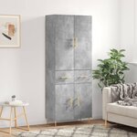 vidaXL Buffet haut Gris béton 69 5x34x180 cm Bois d'ingénierie