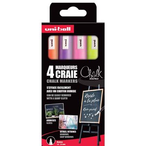 Marqueur craie Chalk marker PWE5M/4 PF étui de 4 UNI-BALL