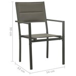 vidaXL Chaises de jardin 2 Pièces Textilène et acier Gris et anthracite