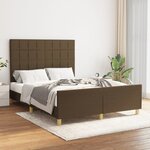 vidaXL Cadre de lit avec tête de lit Marron foncé 140x200 cm Tissu