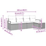 Set de canapé de jardin vidaXL 5 pièces avec coussins gris en rattan poly