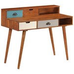 Bureau table meuble travail informatique 110 cm bois d'acacia solide 0502115
