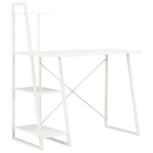 Bureau table poste de travail meuble d'ordinateur informatique étude avec étagère 102 x 50 x 117 cm blanc 02_0023475