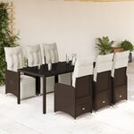 vidaXL Ensemble de bistro de jardin 7 Pièces coussins marron poly rotin