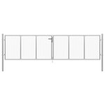 vidaXL Porte de jardin Acier galvanisé 415x150 cm Argenté