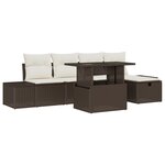 vidaXL Ensemble de Canapé de Jardin 6 Pièces avec Coussins Rattan Poly Marron