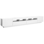 vidaXL Meuble TV avec lumières LED Blanc 260x35x40 cm