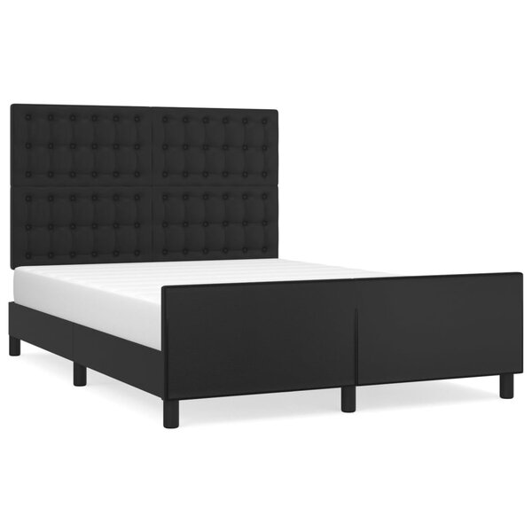vidaXL Cadre de lit avec tête de lit Noir 140x190 cm Similicuir