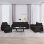 vidaXL Ensemble de canapés 4 Pièces avec coussins Noir Similicuir