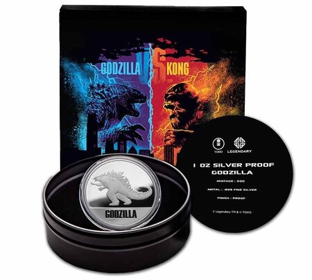 Pièce de monnaie 2 Dollars Niue 2021 1 once argent BE – Godzilla