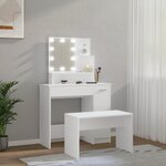 vidaXL Ensemble de coiffeuse avec LED Blanc Bois d'ingénierie