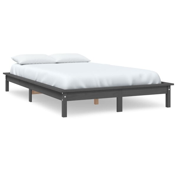vidaXL Cadre de lit Gris 200x200 cm Bois de pin massif