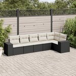 vidaXL Salon de jardin 6 Pièces avec coussins noir résine tressée