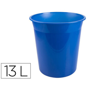 Corbeille papier q-connect plastique resistant 13l 275x285mm coloris bleu translucide