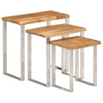 vidaXL Tables gigognes 3 Pièces avec bord vivant bois massif d'acacia
