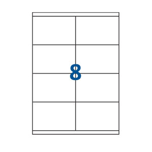 Lot de 100 Planches étiquettes autocollantes blanches sur feuille A4 : 105 x 70 mm (8 étiquettes par feuille spéciales bons de transport)
