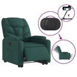 vidaXL Fauteuil inclinable électrique vert foncé tissu
