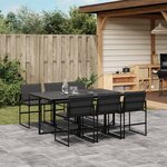 vidaXL Ensemble à manger de jardin 7 Pièces avec coussins noir textilène
