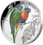 Pièce de monnaie en Argent 1 Dollar g 31.1 (1 oz) Millésime 2024 Birds of Australia RAINBOW LORIKEET