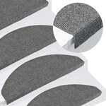 vidaXL Tapis d'escalier autocollants 15 Pièces 65x22 5x3 5 cm Gris